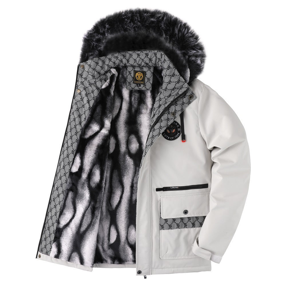 Herren  gefütterte Winterparka mit Kunstfellkapuze, Thermoisolierung und multifunktionalen Taschen Nord Taschen