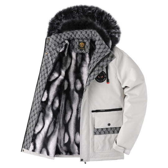 Herren  gefütterte Winterparka mit Kunstfellkapuze, Thermoisolierung und multifunktionalen Taschen Nord Taschen