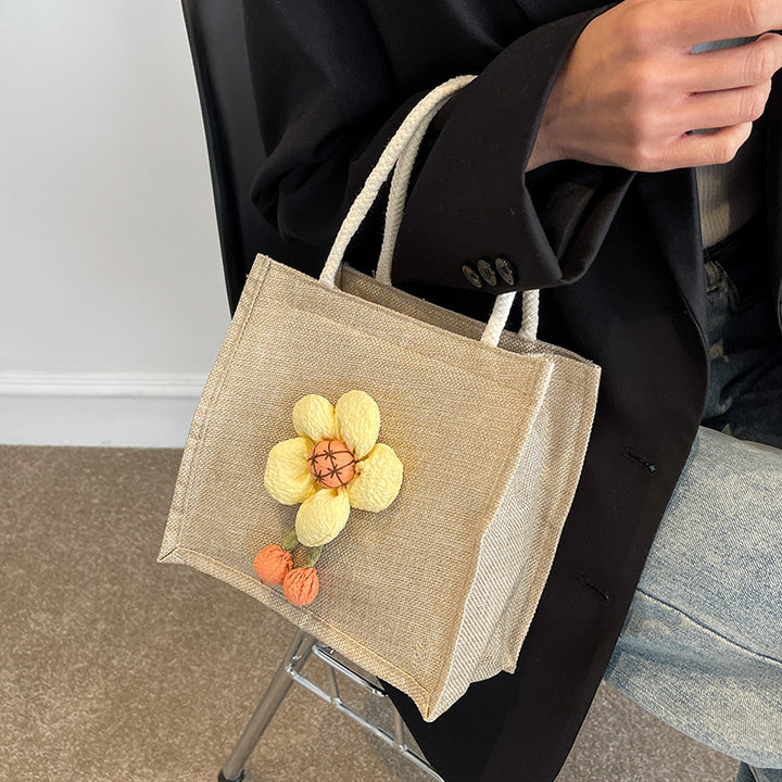Damen Jutetasche mit floralem 3D-Design Nord Taschen