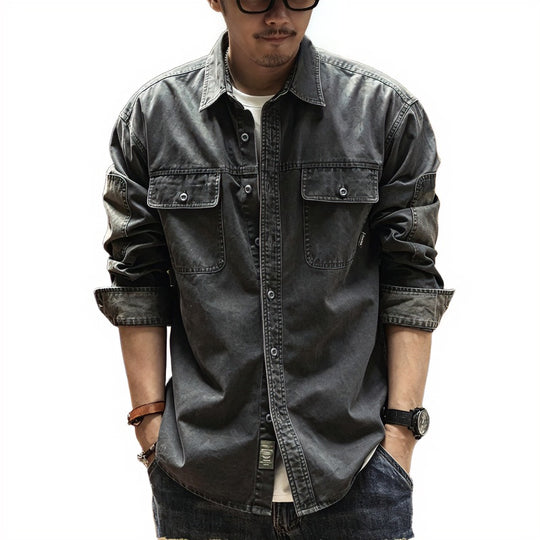 Herren Baumwoll-Utility-Overshirt mit Pattentaschen Nord Taschen