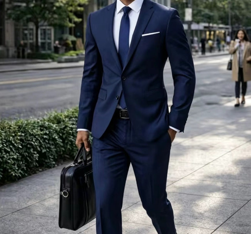 Herren Zweiteiliger Slim-Fit Businessanzug mit tailliertem Revers und schlanker Anzughose Nord Taschen