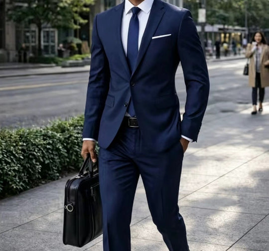 Herren Zweiteiliger Slim-Fit Businessanzug mit tailliertem Revers und schlanker Anzughose Nord Taschen