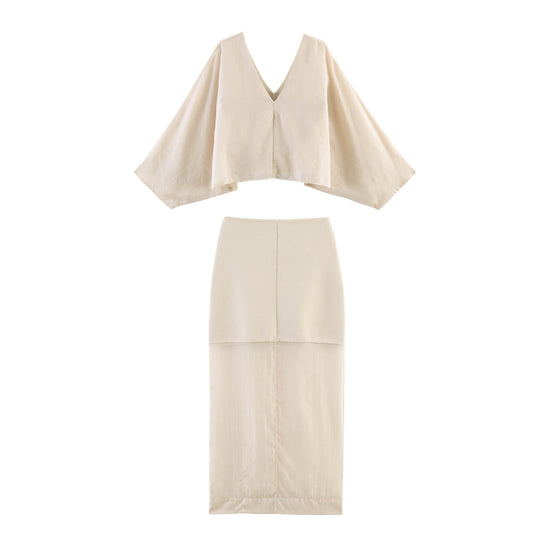 Damen Langer High‑Waist Maxirock mit semitransparentem Unterrock und feinem Strickbund Nord Taschen