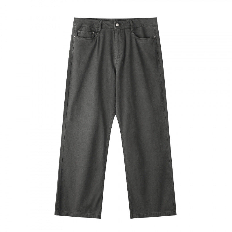 Herren Weite gerade geschnittene Denim-Jeans mit hoher Leibhöhe und Five-Pocket-Design Nord Taschen