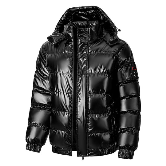 Herren Glänzende wattierte Pufferjacke mit Kapuze, wasserabweisender Hülle & Stehkragen Nord Taschen