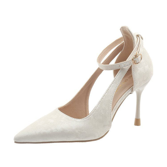 Damen Spitzen High Heels mit eleganter Fesselriemenverzierung