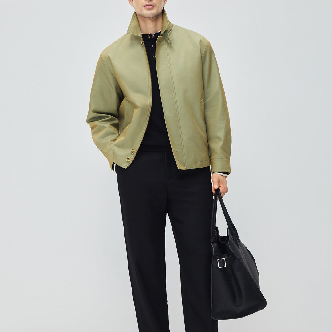 Herren Kurzjacke im modernen Harrington‑Stil mit Stehkragen und verdecktem Reißverschluss Nord Taschen