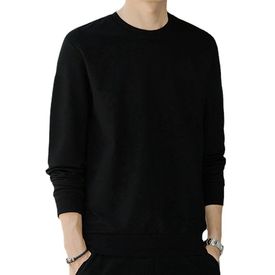 Herren Minimalistisches Baumwoll-Sweatshirt mit Rundhals und gerippten Bündchen Nord Taschen