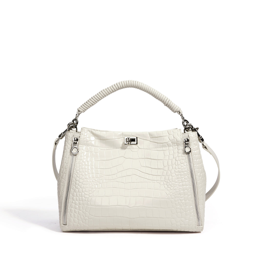 Damen Handtasche mit strukturiertem Krokodilleder und abnehmbaren Schulterriemen Nord Taschen