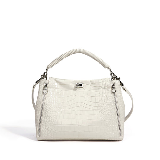Damen Handtasche mit strukturiertem Krokodilleder und abnehmbaren Schulterriemen Nord Taschen