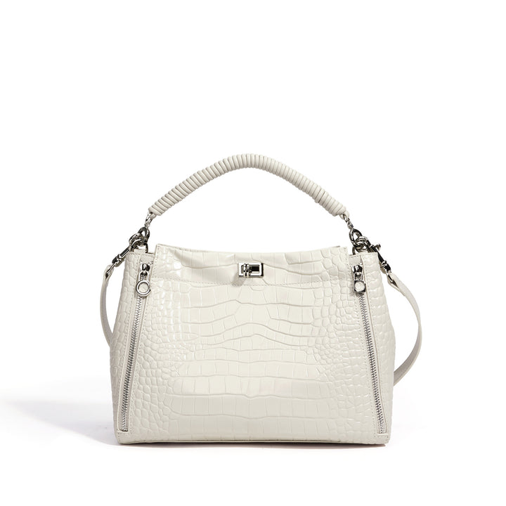 Damen Handtasche mit strukturiertem Krokodilleder und abnehmbaren Schulterriemen Nord Taschen