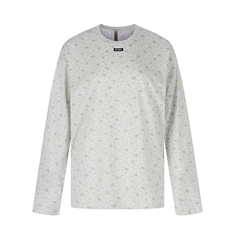 Damen Langarmshirt mit zartem Blumenprint und Rundhalsausschnitt Nord Taschen
