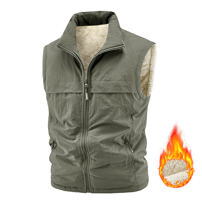 Herren Thermo‑Steppweste mit Sherpa‑Futter, hohem Kragen und Reißverschluss Nord Taschen