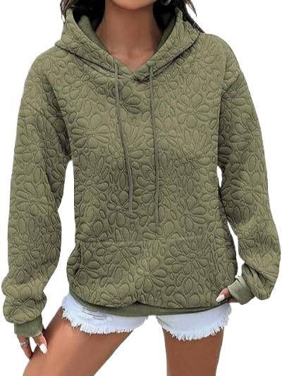 Damen Gesteppter Kapuzenpullover mit floral geprägter Steppstruktur Nord Taschen