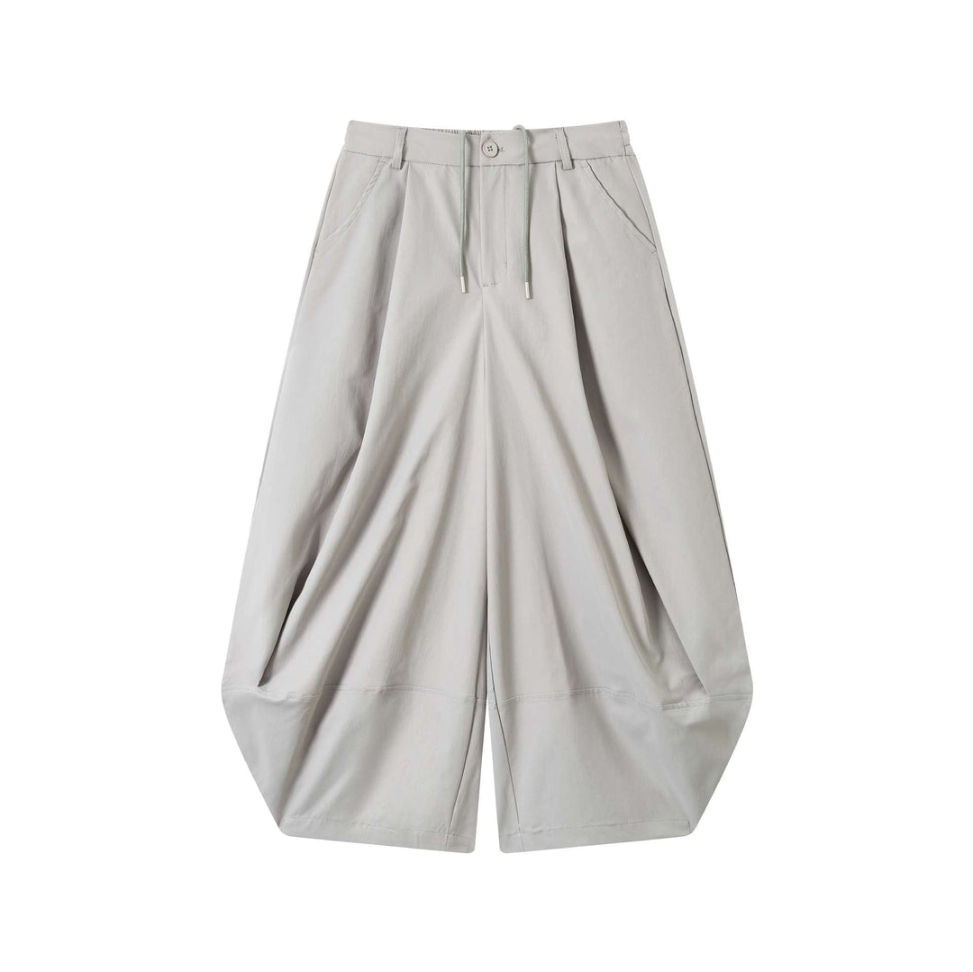 Damen Weite High-Waist Bermuda-Hose mit Bundfalten und Kordel Nord Taschen