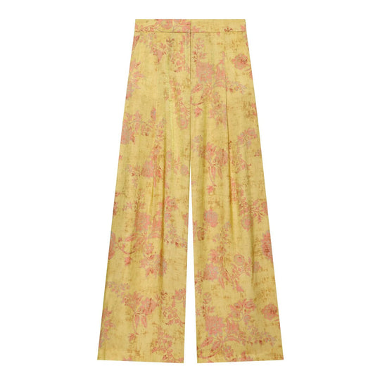 Damen Hochtaillierte Palazzo-Hose mit floralem Jacquardmuster Nord Taschen