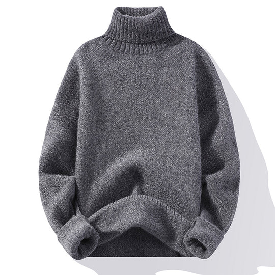 Herren Rollkragenpullover aus Bouclé-Feinstrick mit gerippten Bündchen Nord Taschen