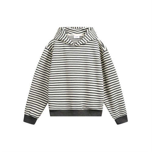 Unisex Gestreifter Kapuzenpullover im Boxy-Cut mit Raglanärmeln Nord Taschen