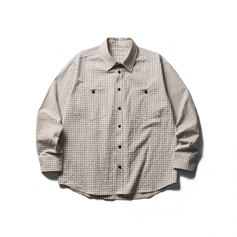 Herren Boxy-Overshirt aus leichter Baumwollmischung mit feinem Karomuster und Brustklappentaschen Nord Taschen