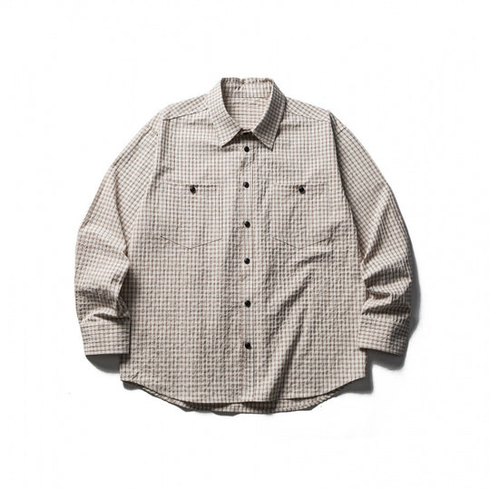 Herren Boxy-Overshirt aus leichter Baumwollmischung mit feinem Karomuster und Brustklappentaschen Nord Taschen
