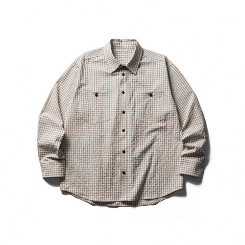 Herren Boxy-Overshirt aus leichter Baumwollmischung mit feinem Karomuster und Brustklappentaschen Nord Taschen