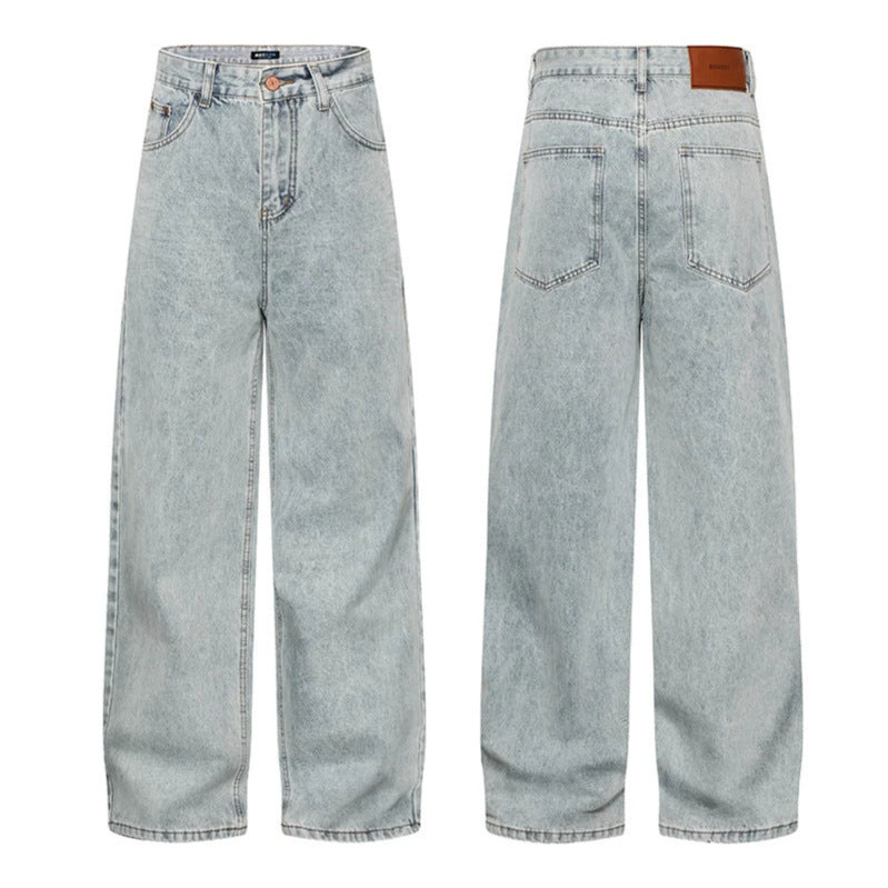 Damen Hochgeschnittene Vintage-Washed Baggy-Jeans mit weitem Palazzoschnitt Nord Taschen