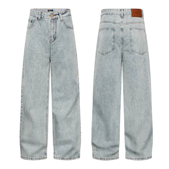 Damen Hochgeschnittene Vintage-Washed Baggy-Jeans mit weitem Palazzoschnitt Nord Taschen