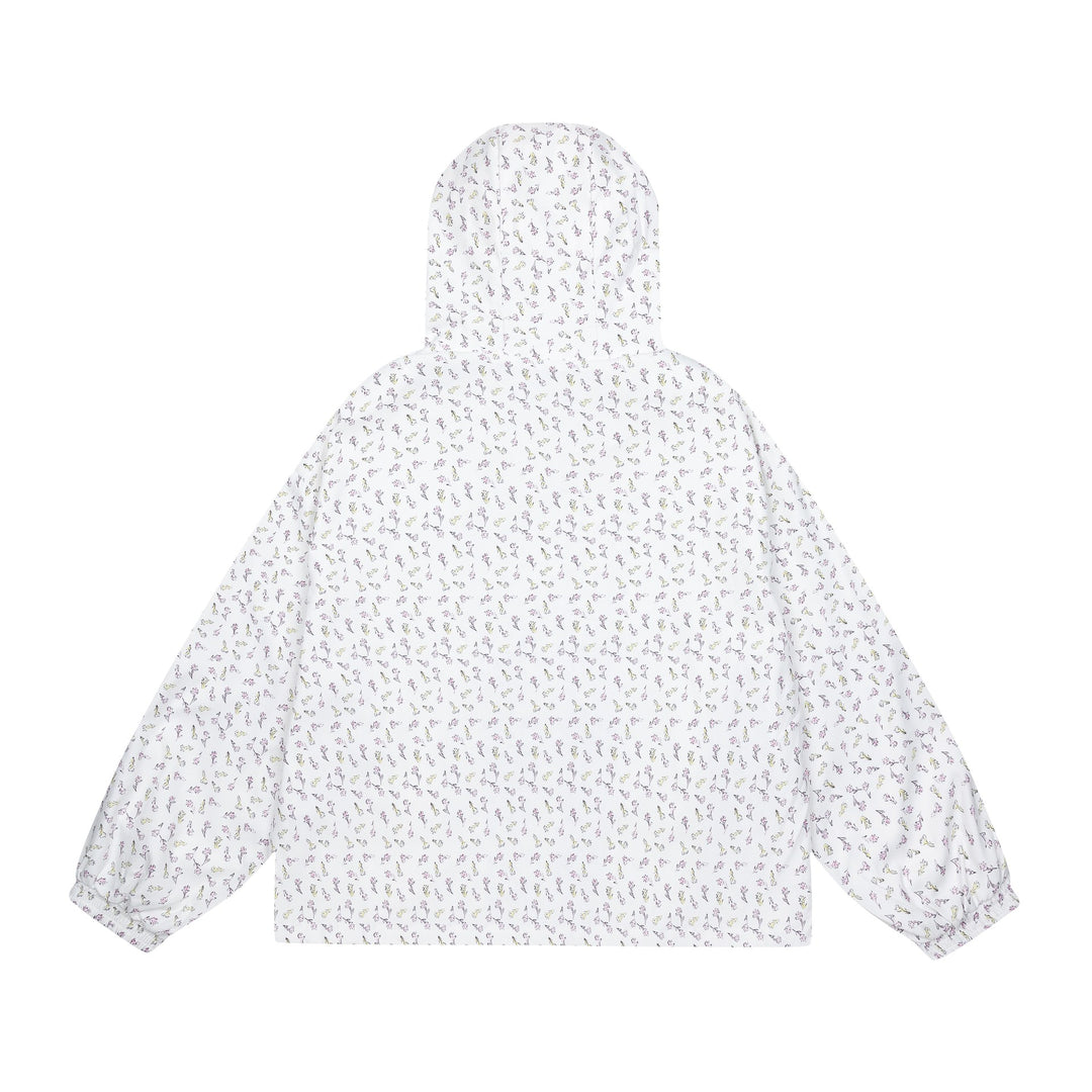 Damen leichte Kapuzenjacke mit floralem Allover‑Print und elastischen Bündchen Nord Taschen