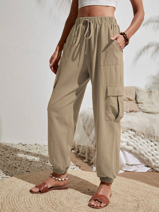 Damen Leichte Cargo-Jogginghose mit Tunnelzug, Gummibund und elastischen Bündchen Nord Taschen