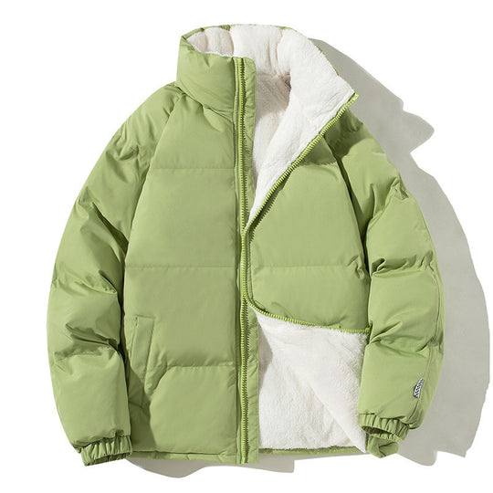 Damen Oversize-Pufferjacke mit Teddyfutter, Stehkragen und Eingrifftaschen Nord Taschen