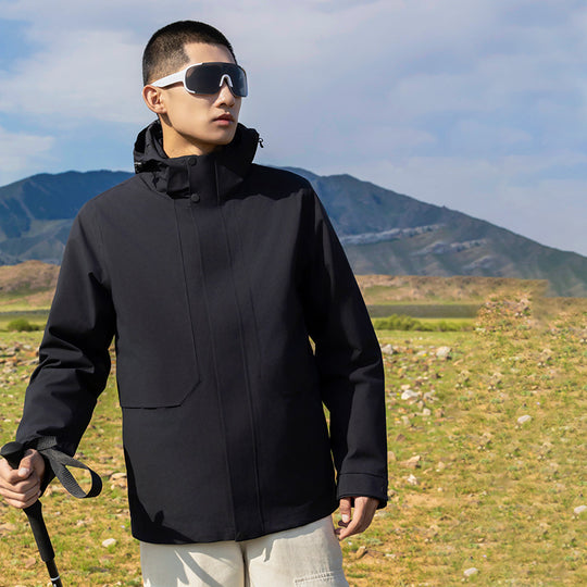 Herren Leichter wasserdichter Parka mit verstellbarer Kapuze und verdecktem Reißverschluss Nord Taschen
