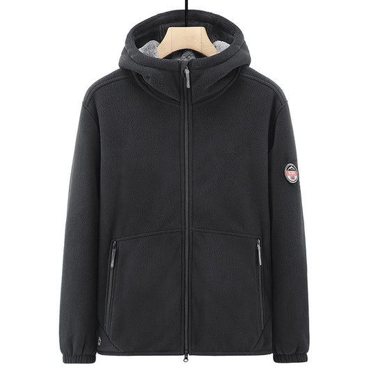Herren Fleece-Kapuzenjacke mit Teddyfutter, Zwei-Wege-Reißverschluss und verdeckten Reißverschlusstaschen Nord Taschen