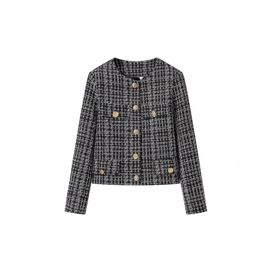 Damen Bouclé-Tweed-Jacke mit Zierknöpfen und kastiger Cropped-Silhouette Nord Taschen