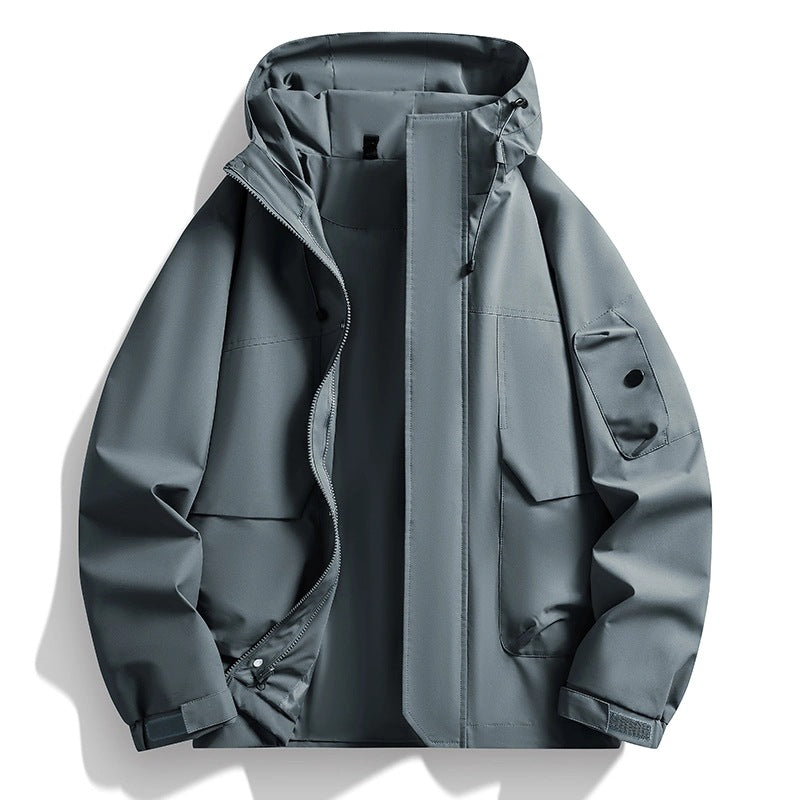 Herren Wasserdichte Kapuzenjacke im Utility-Stil mit verschweißten Nähten und verdecktem Reißverschluss Nord Taschen