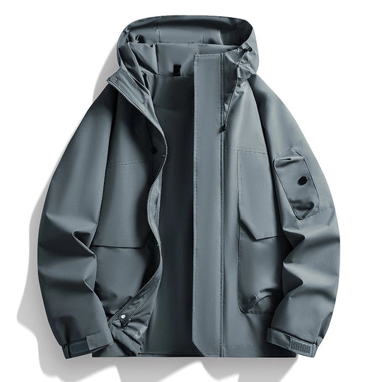 Herren Wasserdichte Kapuzenjacke im Utility-Stil mit verschweißten Nähten und verdecktem Reißverschluss Nord Taschen