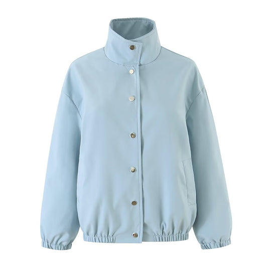 Damen Zweiteiliges Set aus kurzem Blouson mit Stehkragen und hoher Taillen-Bleistiftrock Nord Taschen