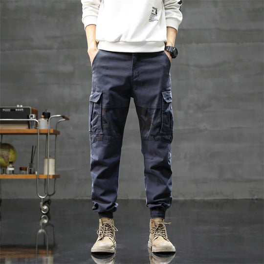 Herren Cargo-Jogginghose mit Camouflage-Knieeinsatz & elastischen Bündchen Nord Taschen