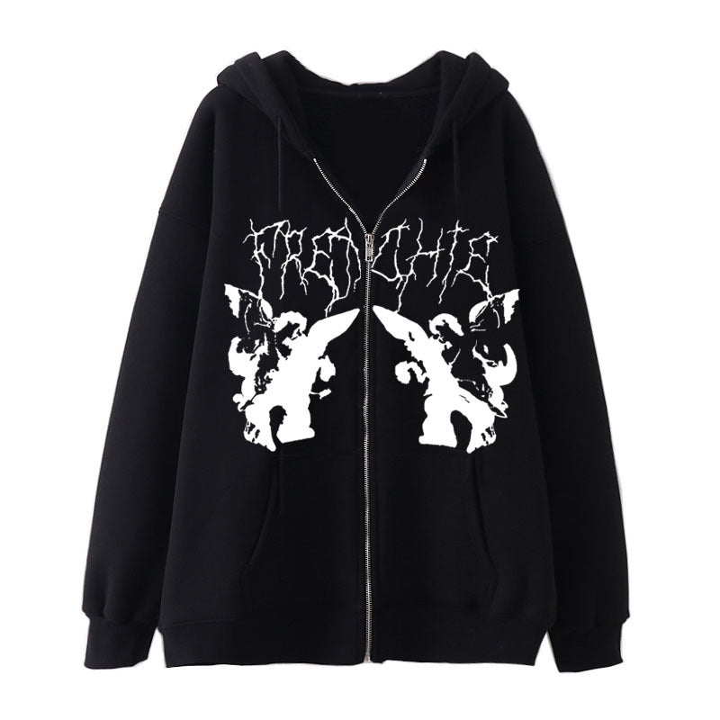 Damen nan Kapuzenjacke mit durchgehendem Reißverschluss und Rippenherz-Print Nord Taschen