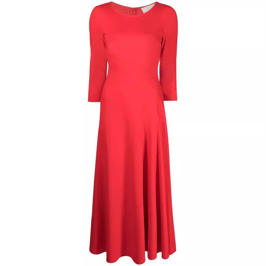 Damen Elegantes Midikleid mit tailliertem A-Linien-Schnitt und dreiviertel Ärmeln Nord Taschen