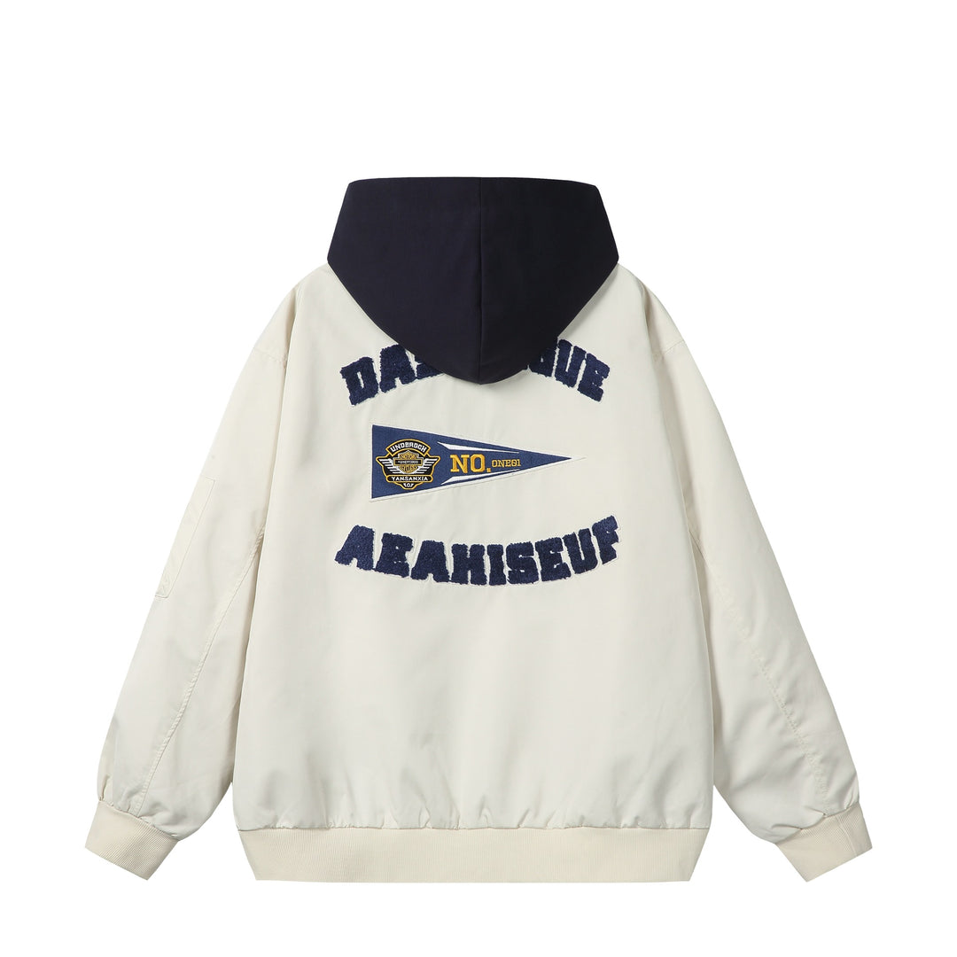 Unisex Boxy-Mehrlagige Bomberjacke mit integrierter Kapuze und Collegiate-Patch Nord Taschen