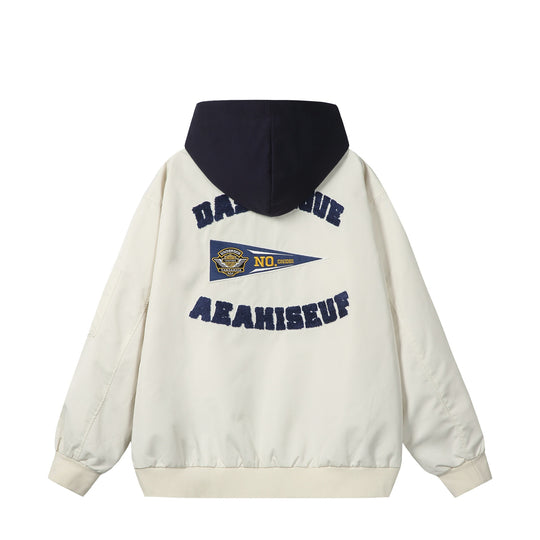 Unisex Boxy-Mehrlagige Bomberjacke mit integrierter Kapuze und Collegiate-Patch Nord Taschen