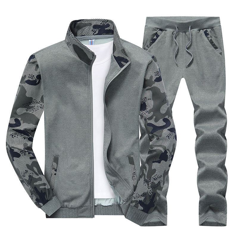 Herren Sportives Trainingsanzug-Set aus Funktionssoftshell mit Camouflage-Ärmeln und regulierbarer Joggerhose Nord Taschen
