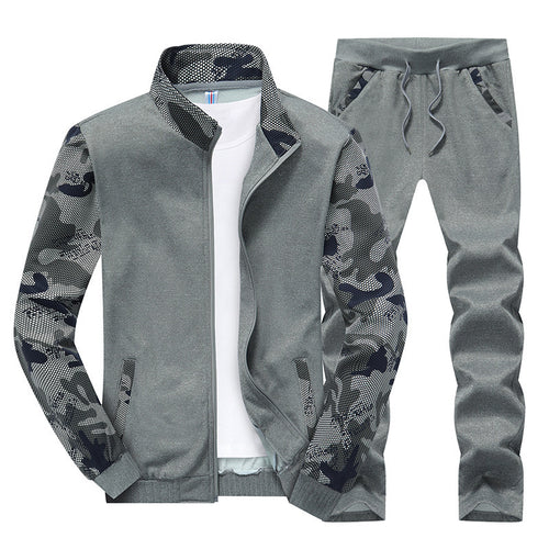 Herren Sportives Trainingsanzug-Set aus Funktionssoftshell mit Camouflage-Ärmeln und regulierbarer Joggerhose Nord Taschen