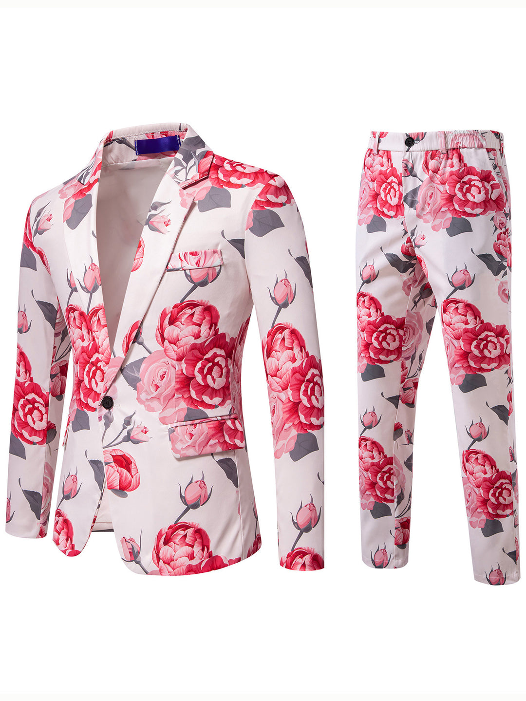 Damen Zweiteiliges Anzugset mit floraler Allover‑Print-Optik, tailliertem Sakko und schmaler Hose Nord Taschen