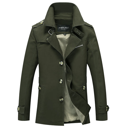 Herren mittellanger Canvas-Fieldparka mit Stehkragen Schulterepauletten und Utility-Taschen Nord Taschen
