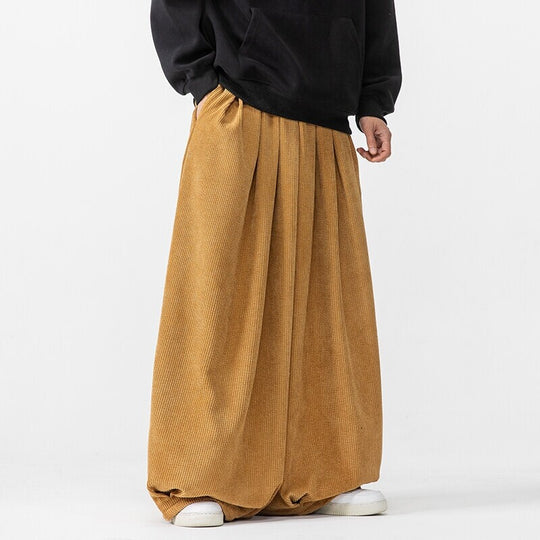 Herren Extraweite Cord-Ballonhose mit Falten, Tunnelzug und schwerem Fall Nord Taschen