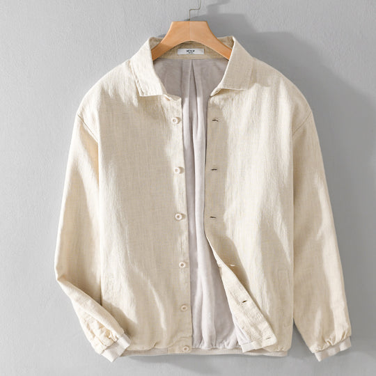 Herren Gefütterte Overshirt-Jacke aus Leinen-Mix Nord Taschen