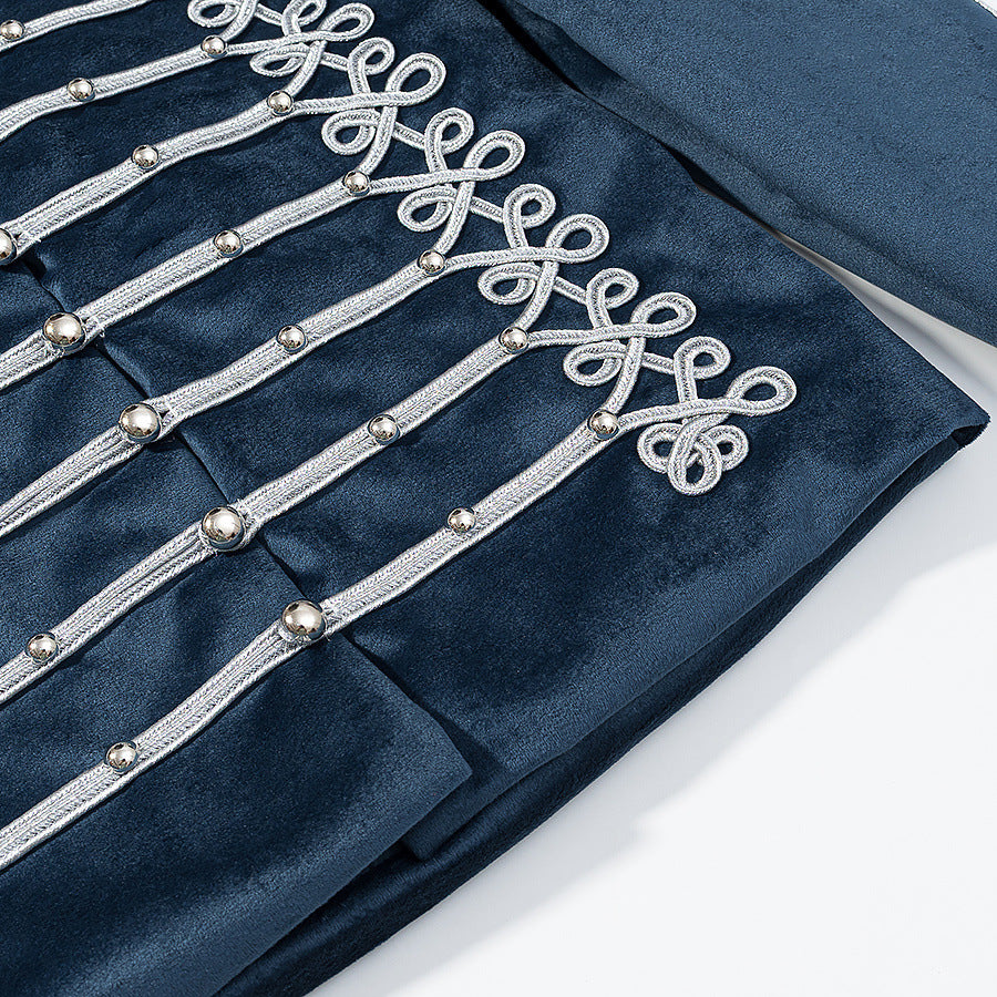 Damen Ornamentale Militärjacke mit Zierkordeln und Federbesatz Nord Taschen