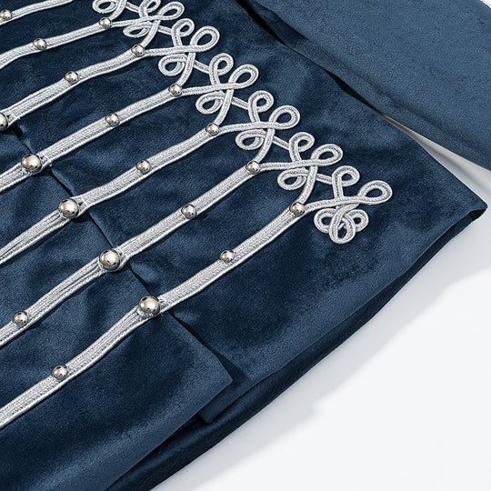 Damen Ornamentale Militärjacke mit Zierkordeln und Federbesatz Nord Taschen