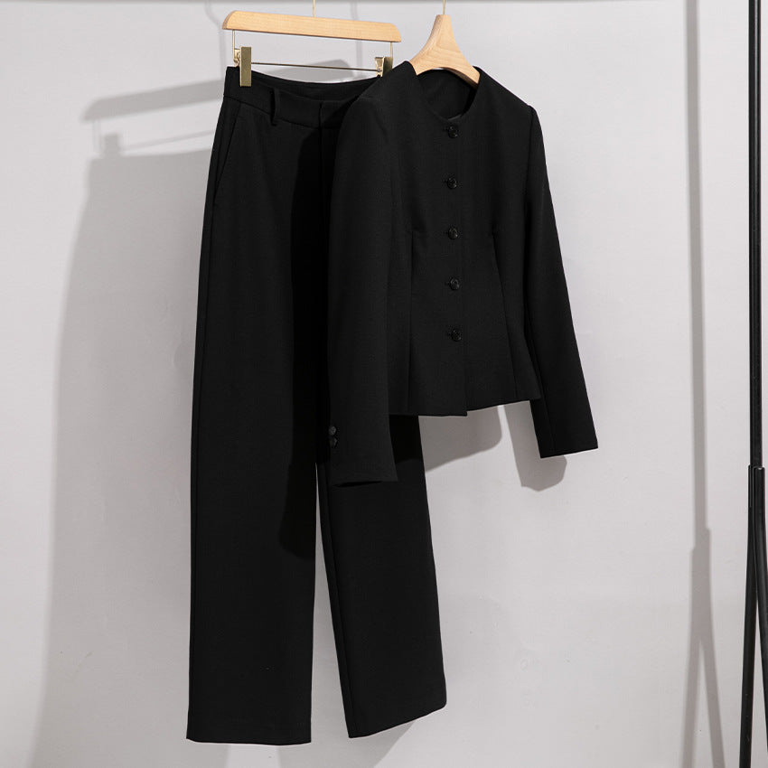 Damen Elegantes Hosenanzug-Set aus feinem Wollmix mit Rundhalsausschnitt Nord Taschen